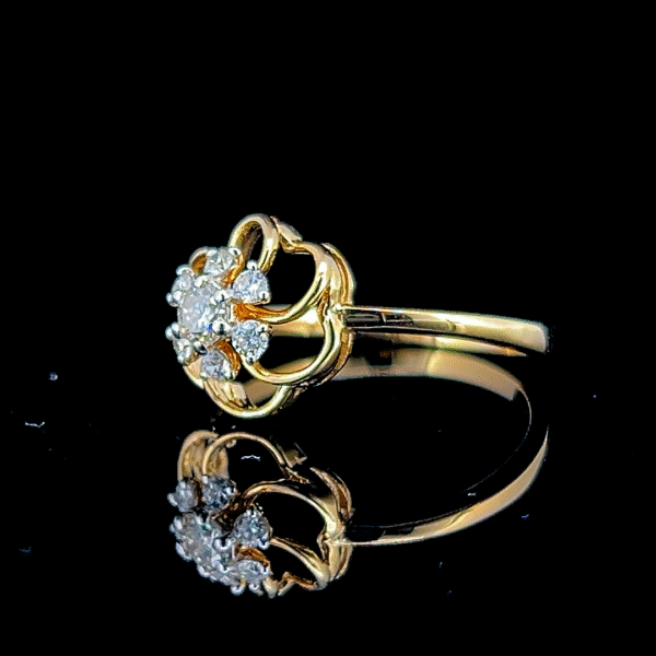Diamond & Gold Floral Ring - Image 4